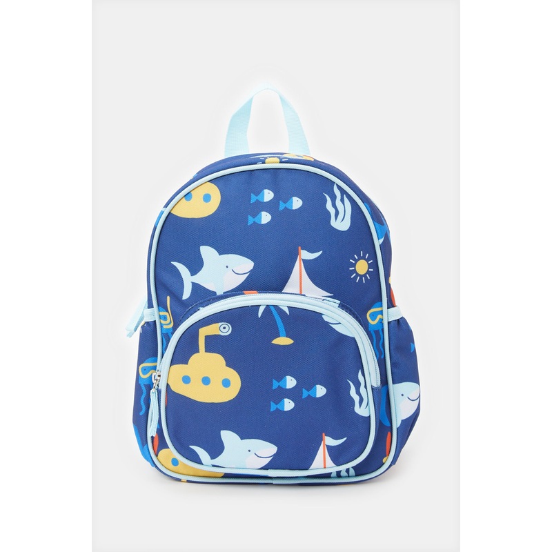 Boys Blue Printed Backpack