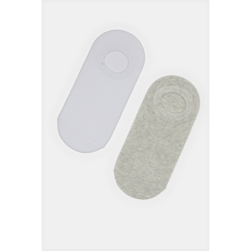 Boys White And Grey Invisible Socks Set (Pack of 2)
