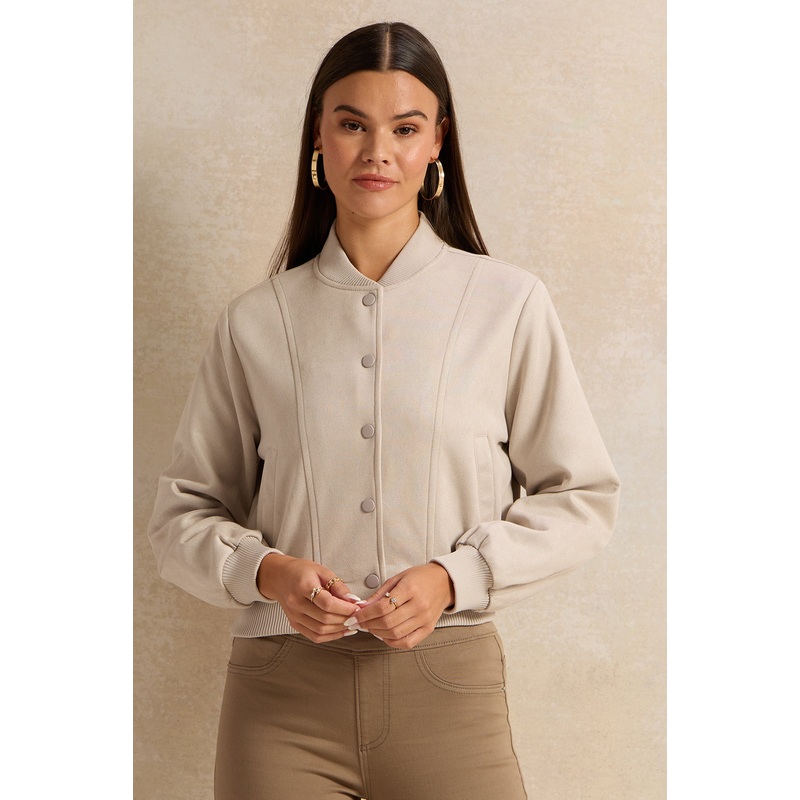 Ecru Suede Bomber Jacket|UK8|UK10|UK12|UK14|UK16|UK18