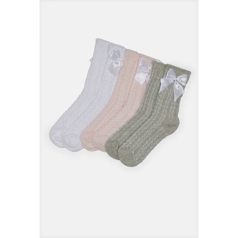 Girls Assorted Knit Ankle Length Socks (3 Pairs)