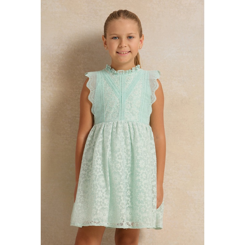 Girls Blue Lace Dress|2-3 Years|3-4 Years|4-5 Years|5-6 Years|6-7 Years|7-8 Years