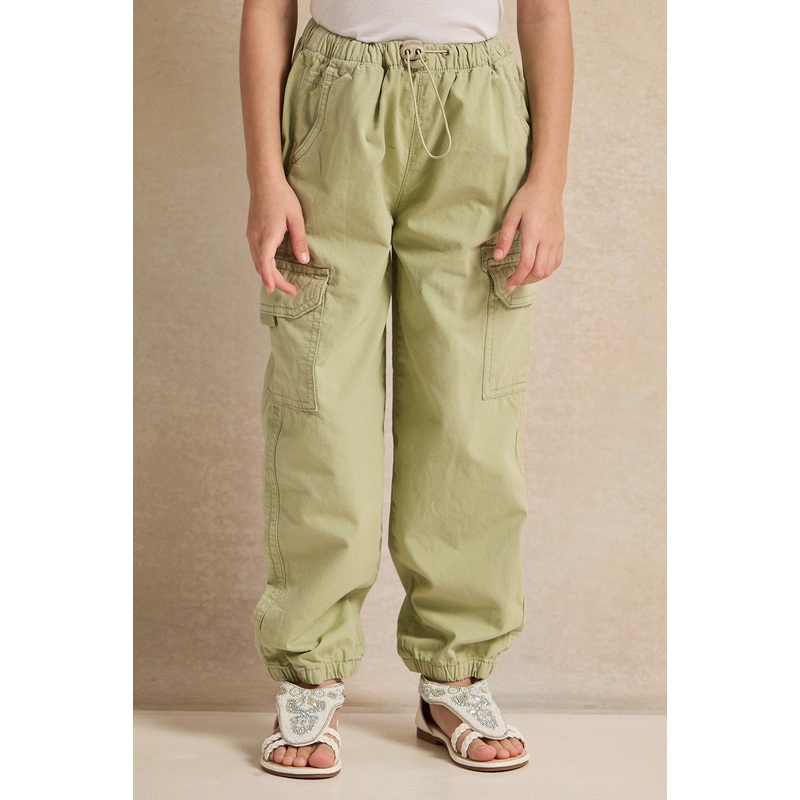 Girls Green Cargo Jeans Trousers