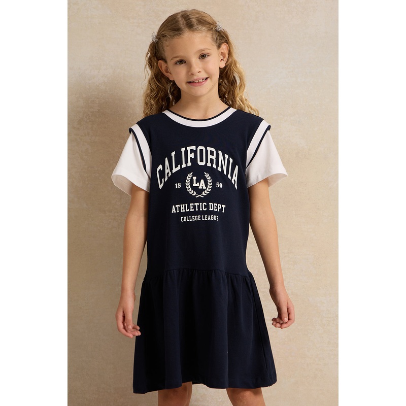 Girls Navy  Print Dress|2-3 Years|3-4 Years|4-5 Years|5-6 Years|6-7 Years|7-8 Years