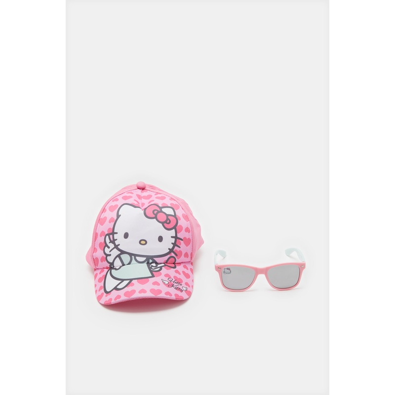 Girls Pink Hello Kitty Sunglasses With Cap (2 Piece)