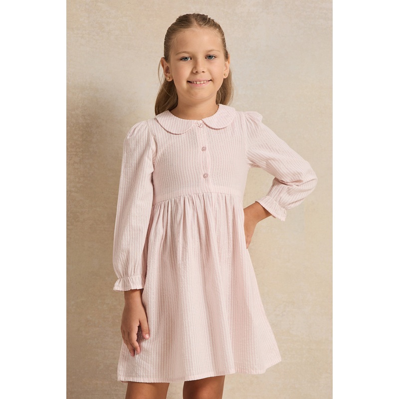 Girls Pink Peterpan Collar Dress