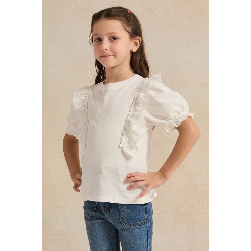 Girls White Embellished Top|2-3 Years|3-4 Years|4-5 Years|5-6 Years|6-7 Years|7-8 Years