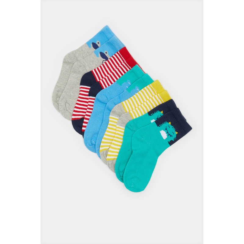 Infant Boys Assorted Crew-Length Socks Set (5 Pairs)