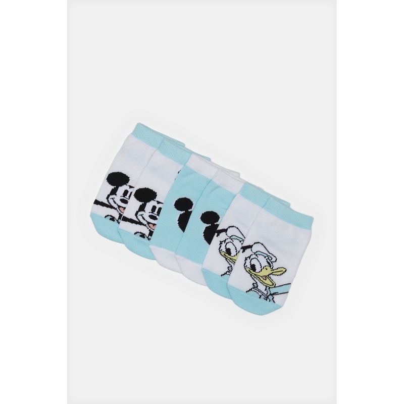 Infant Boys White And Blue Mickey And Donald Socks Set (3 Pairs)
