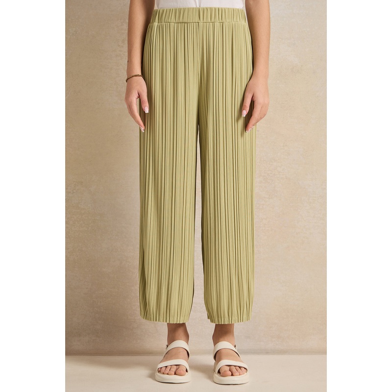 Senior Girls Green Pleated Pants