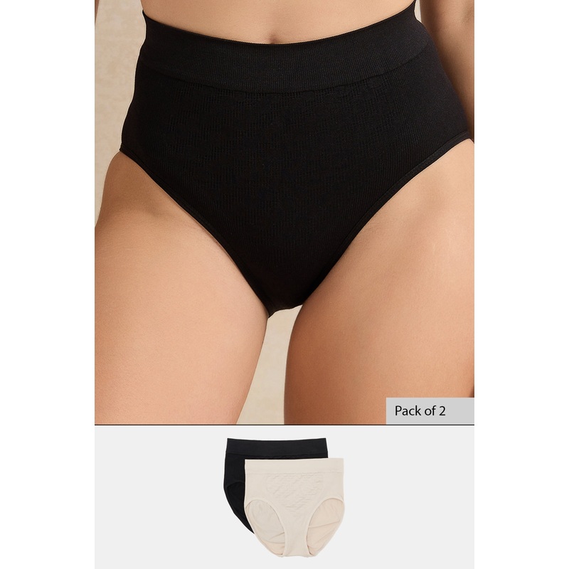 Black/Nude 2 Pack High Leg Shapewear Brief