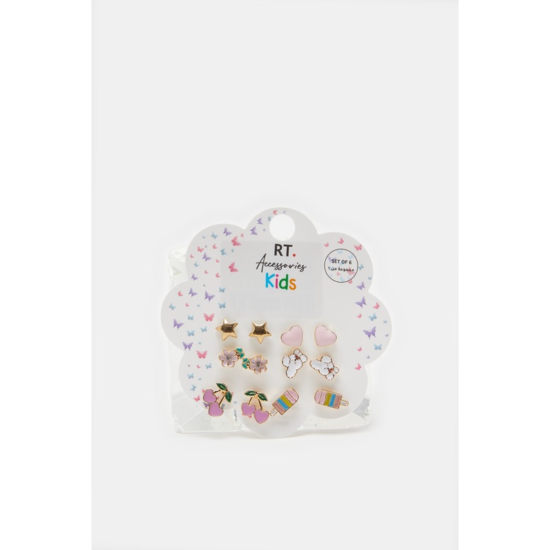 Girls Assorted Embellished Stud Set (6 Pairs)