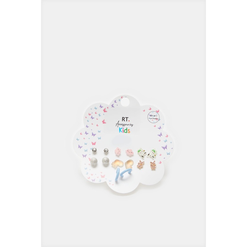 Girls Assorted Embellished Stud Set (7 Pairs)