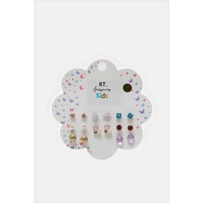 Girls Assorted Embellished Stud Set (8 Pairs)