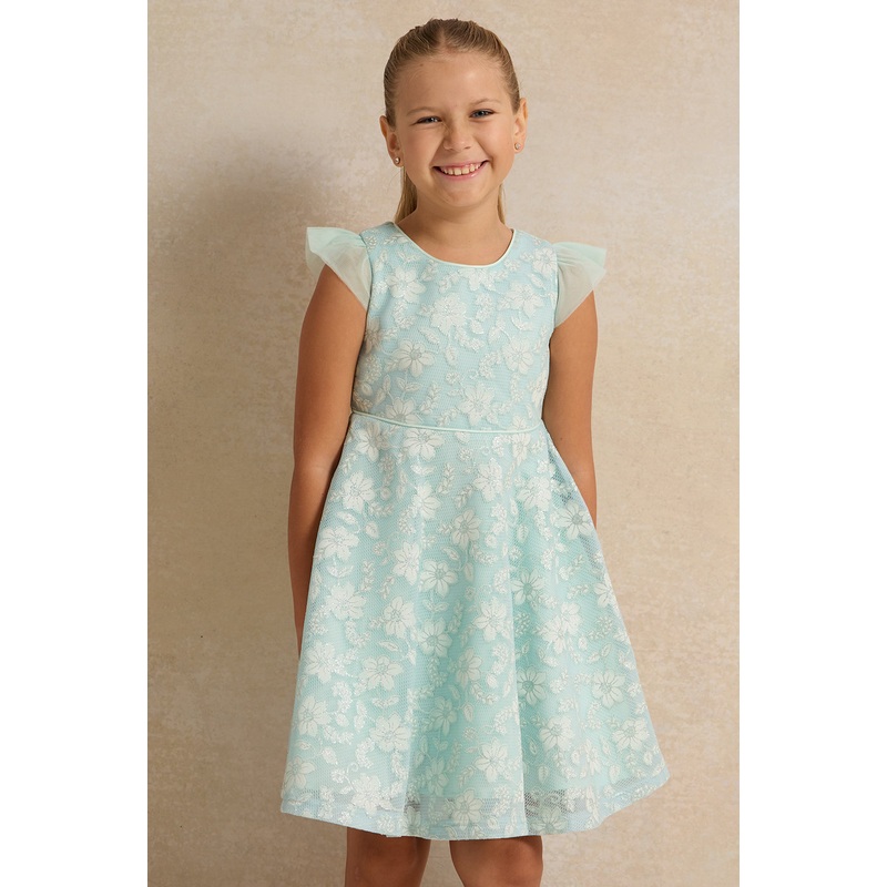 Girls Bonded Scuba Floral Dress