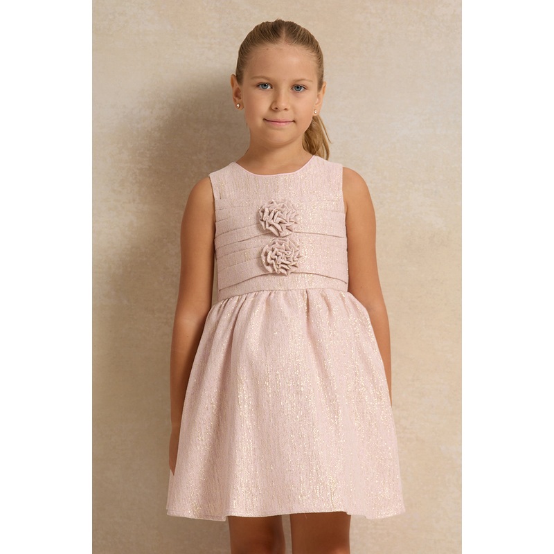 Girls Lilac Corsage Front Jacquard Dress
