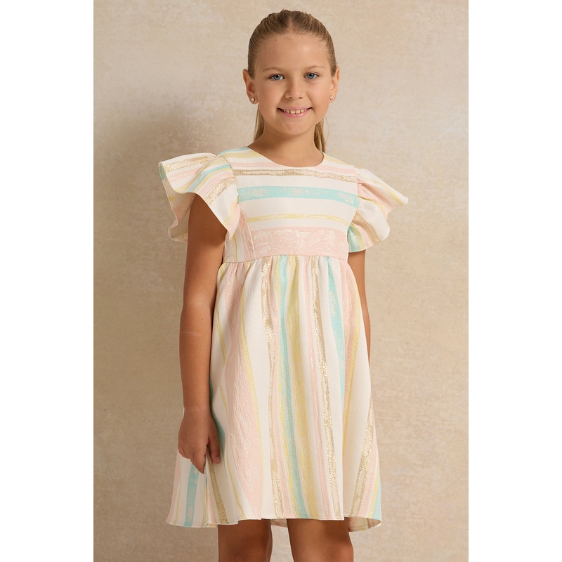 Girls Multicolor Striped Dress