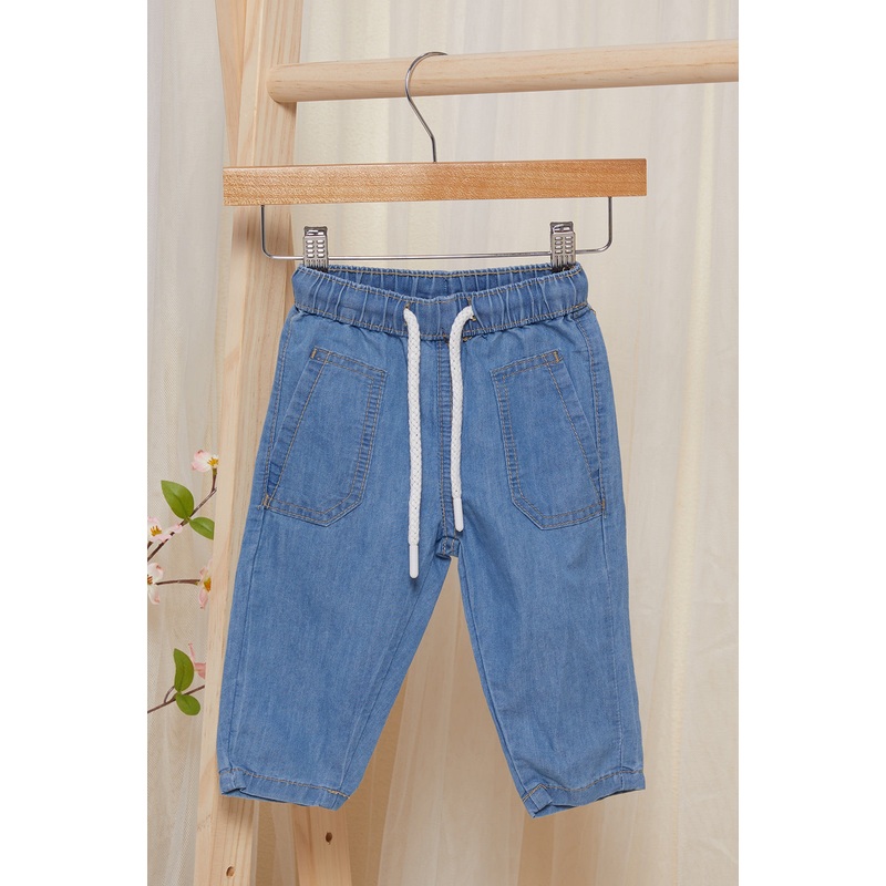 Infant Boys Blue Baggy Pull On Jeans