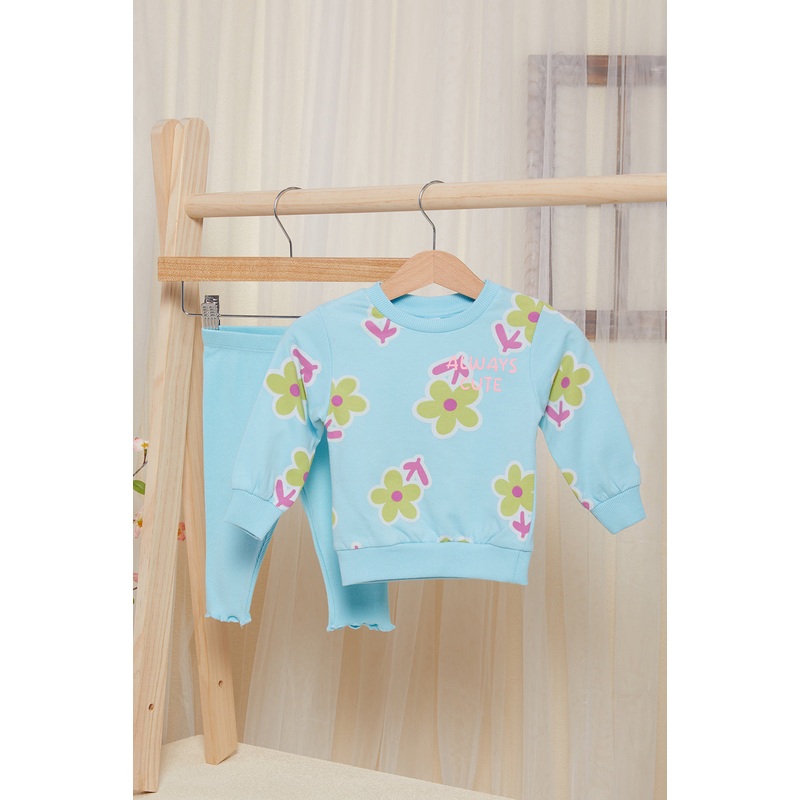 Infant Girls Blue Floral Set (2 Piece)