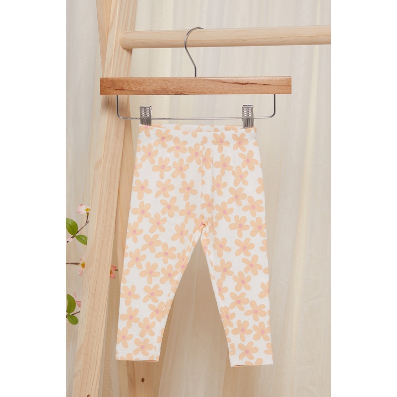 Infant Girls  Ivory All Over Printed Rib Leggings