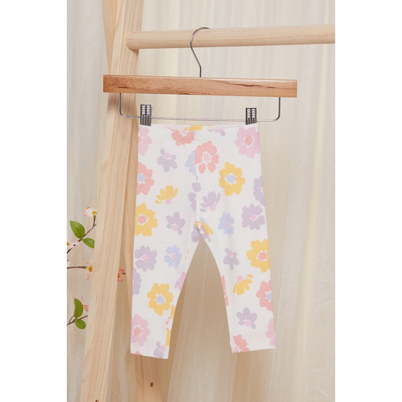 Infant Girls  Ivory Floral All Over Print Leggings