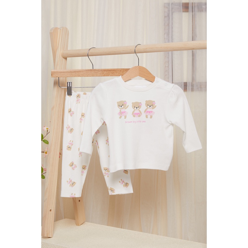 Infant Girls Ivory Printed Pyjama Set (2 Piece)