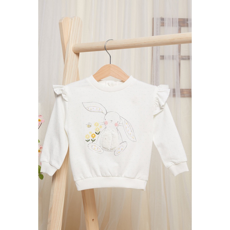 Infant Girls Ivory Top With Bunny Patch