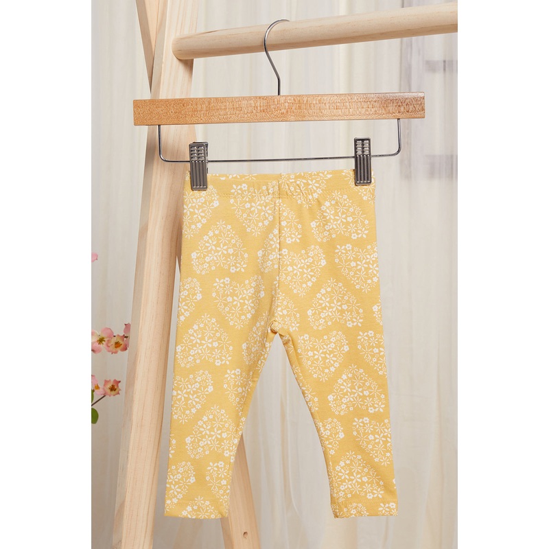 Infant Girls Mustard Printed Leggings