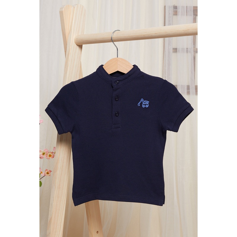 Infant Girls  Navy Henley Polo T-shirt