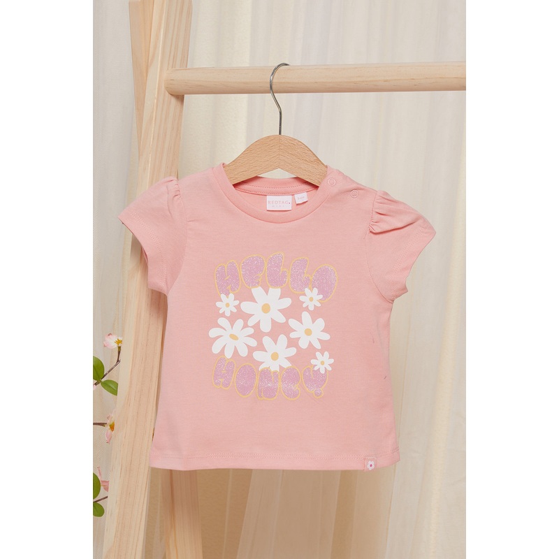 Infant Girls Orange Printed T-shirt