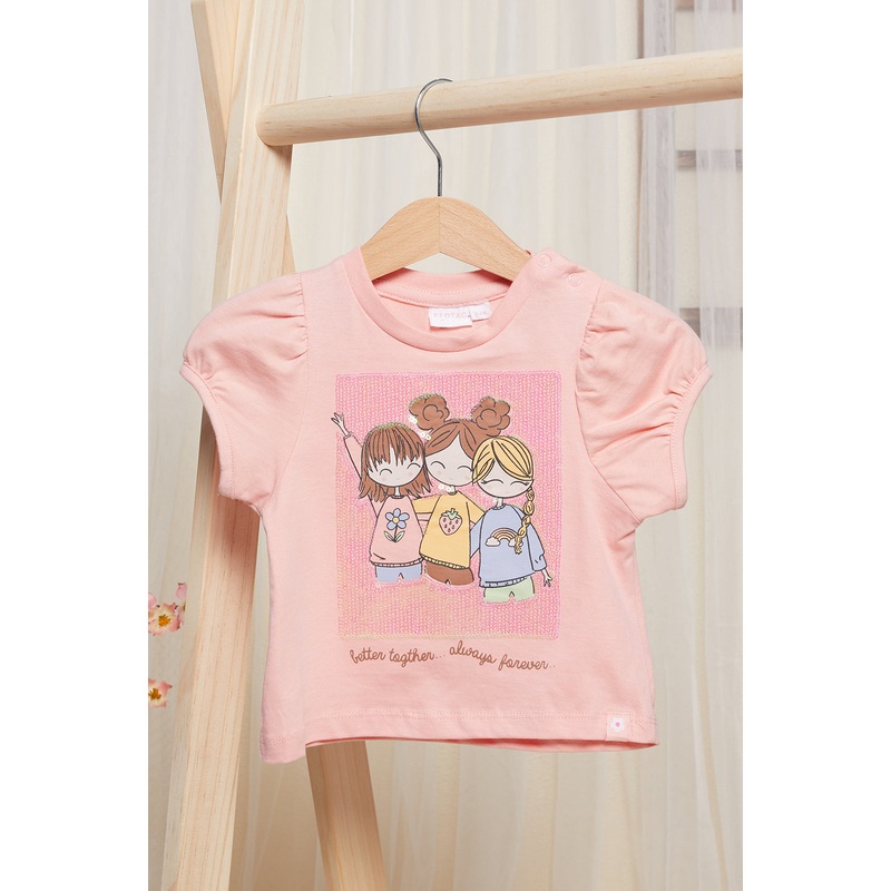 Infant Girls Pink Embellished Top