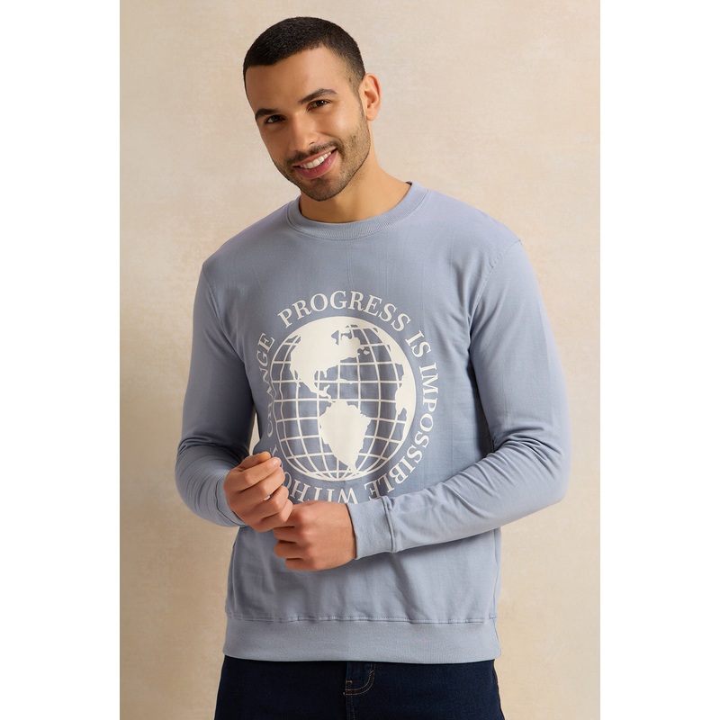 Men Blue Printed Sweatshirt|Small|Medium|Large|X-Large|XX-Large