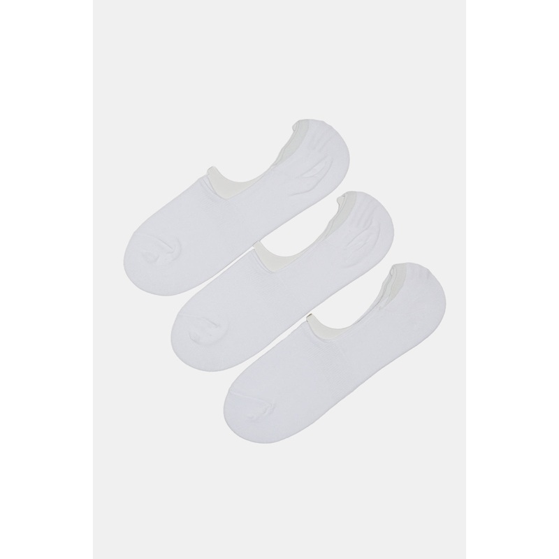 Men White Invisible Socks Set (Pack of 3)