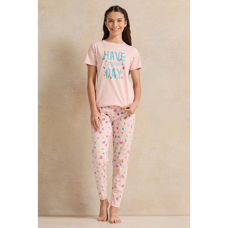 Senior Girls Pink Have Great Day Pajama Sets (2 Piece)