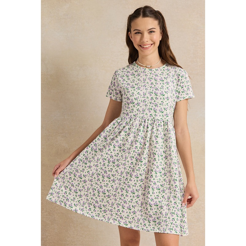 Senior Girls White Floral Dress