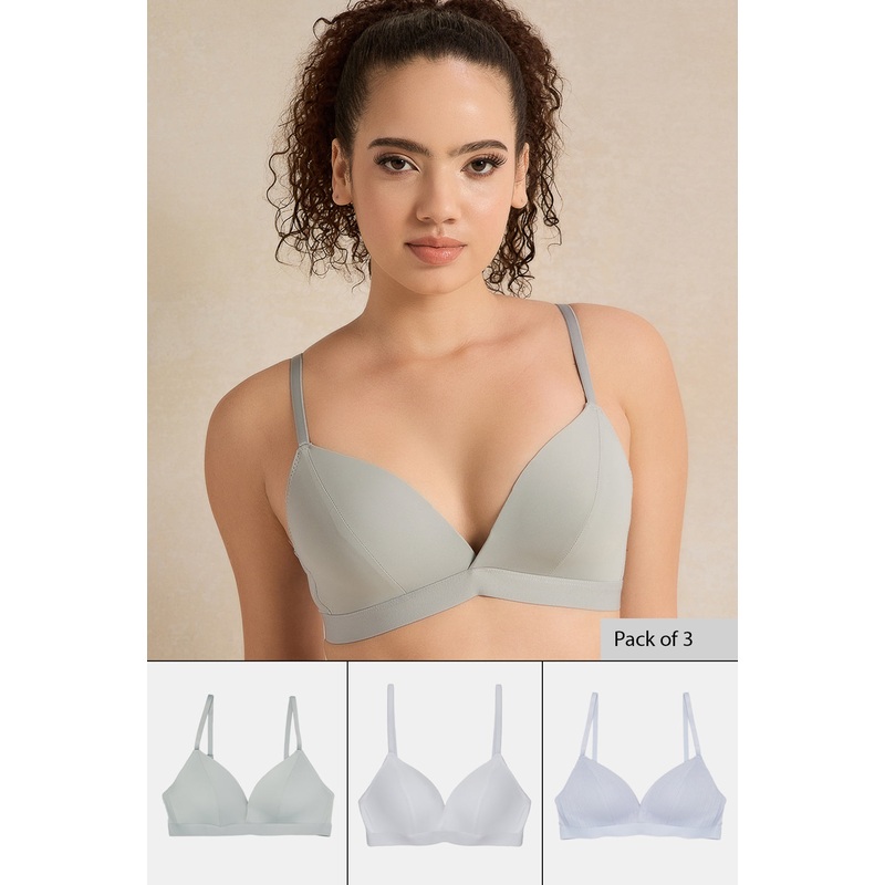 Women Assorted Non Wired Bras Set (Pack of 3)
