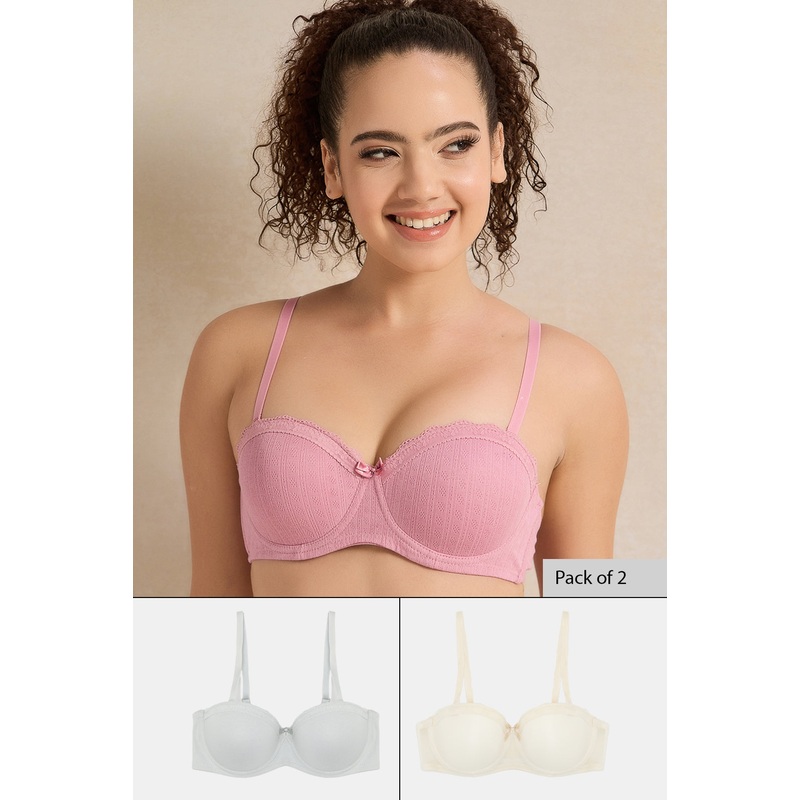 Women Assorted Padded Balconette Bras Set (Pack of 3)