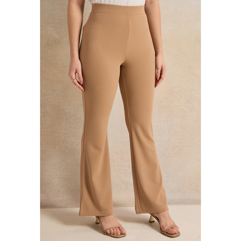 Women Beige Flared Leggings|UK8|UK10|UK12|UK14|UK16|UK18
