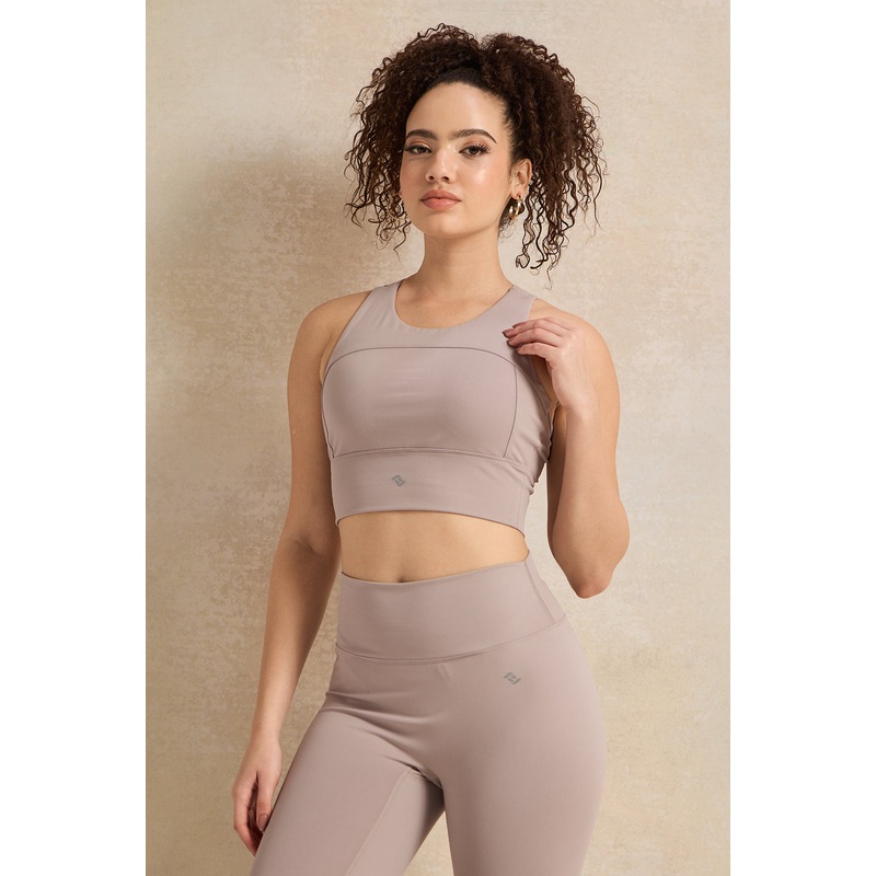 Women Beige Plain Padded Sports Bra