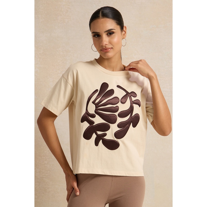 Women Beige Printed Knit Top|UK8|UK10|UK12|UK14|UK16|UK18