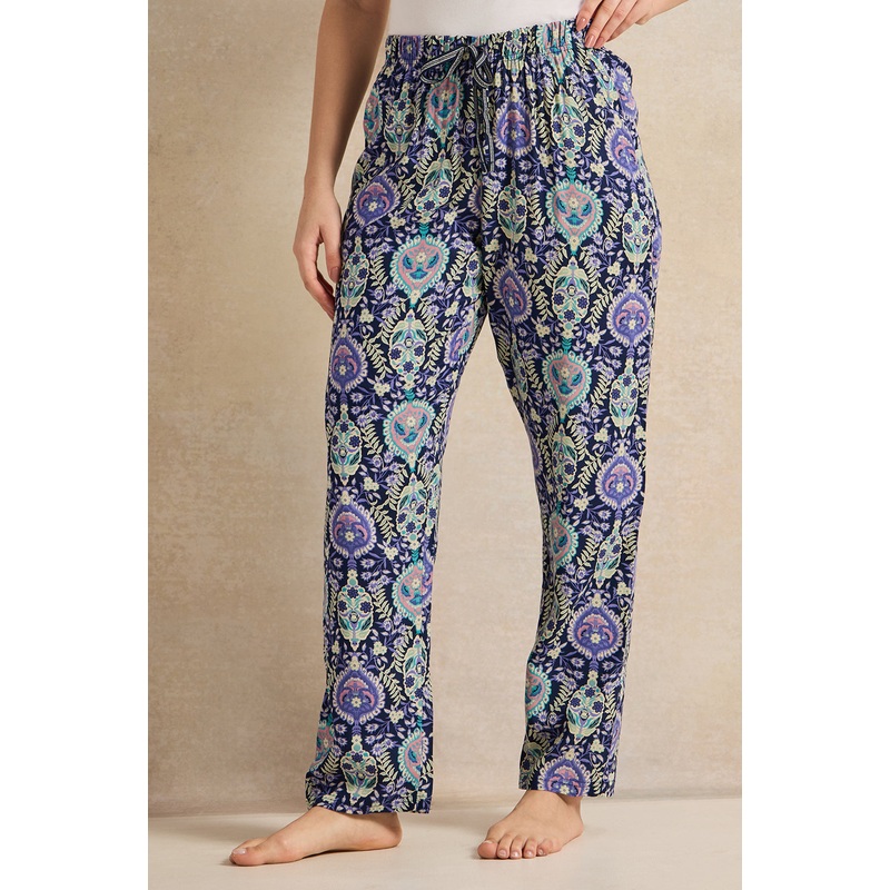 Women Black And Purple Printed Pyjama Bottom