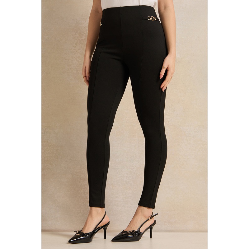 Women Black Embellished Leggings