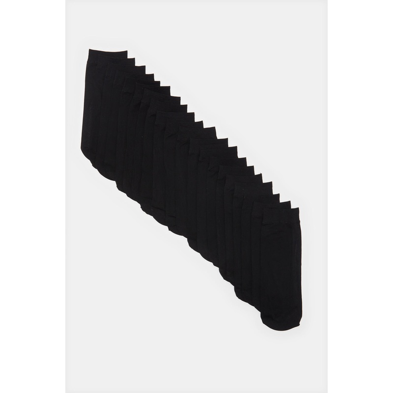 Women Black Nylon Ankle Socks Set (10 Pairs)