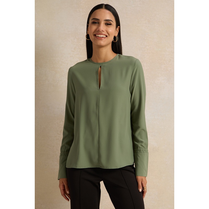 Women Green Crepe Blouse|UK8|UK10|UK12|UK14|UK16|UK18