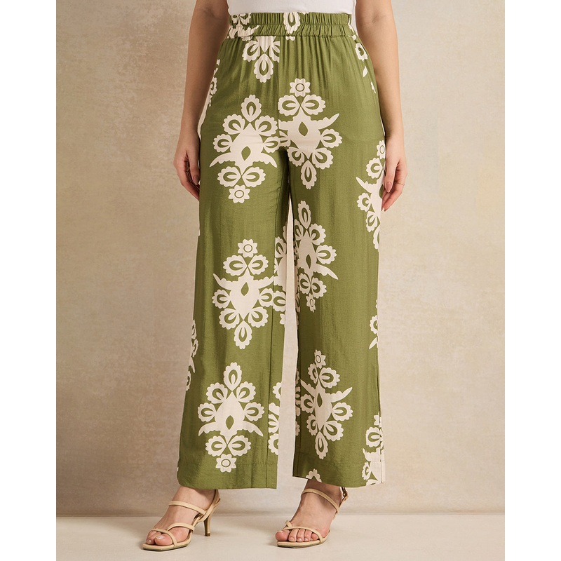 Women Green Printed Trousers|UK8|UK10|UK12|UK14|UK16|UK18