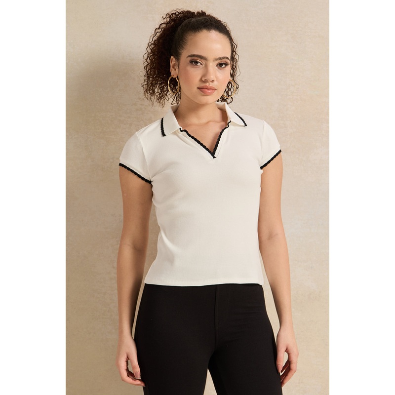 Women Ivory Collared Top|UK8|UK10|UK12|UK14|UK16|UK18