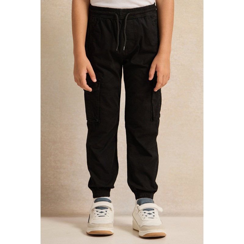 Boys Black Cargo Pocket  Jogger