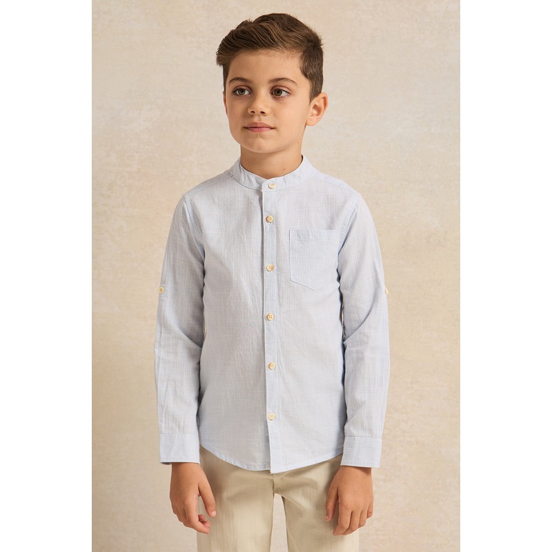 Boys Blue Dobby Shirt|2-3 Years|3-4 Years|4-5 Years|5-6 Years|6-7 Years|7-8 Years