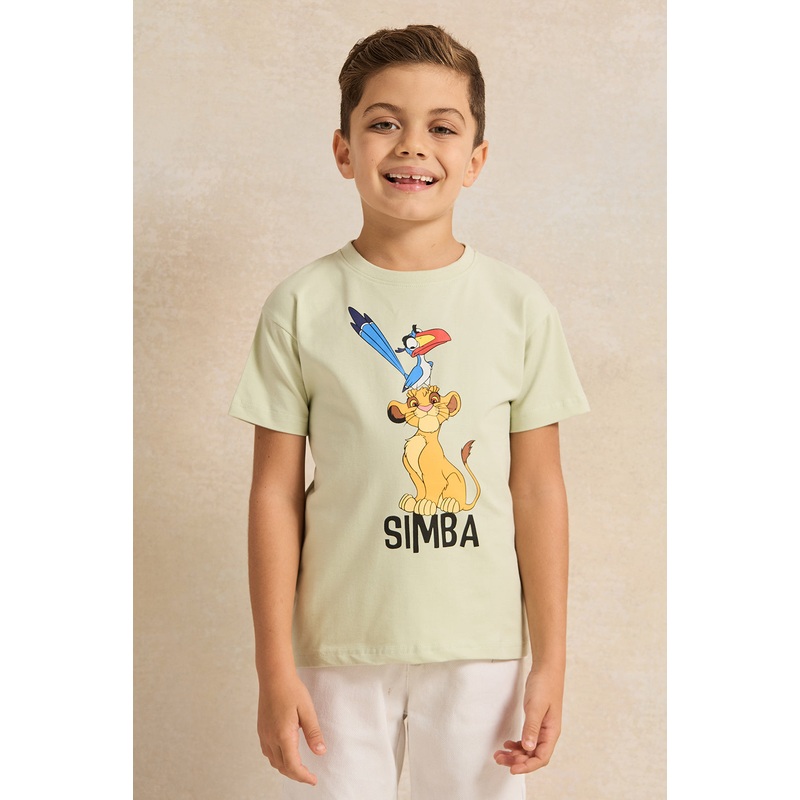 Boys Green  Lion King Character Printed T-shirt