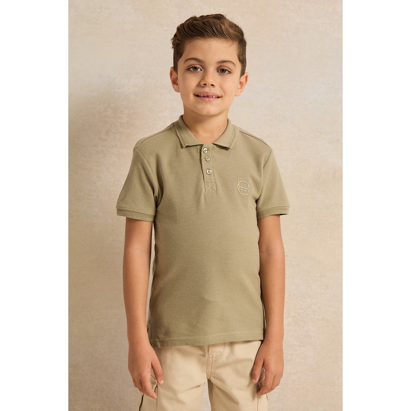 Boys Olive Collared Polo Shirt