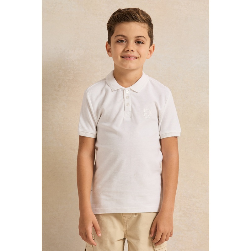 Boys White Collared Polo Shirt
